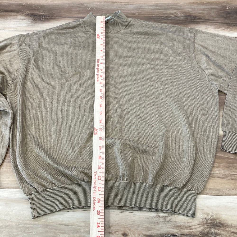 Pronto Uomo Sweater Mens XL Mock Neck Silk Cotton Blend Tan Minimalist Luxe - Picture 5 of 7
